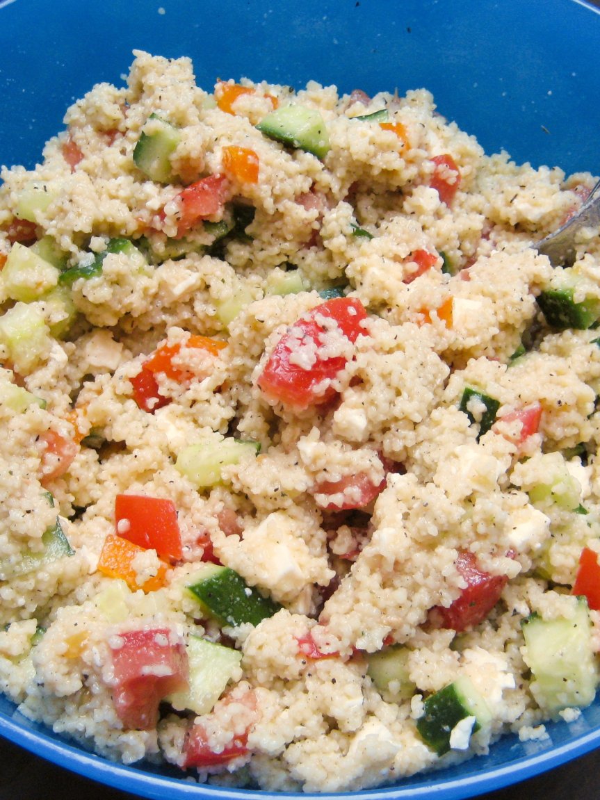 simple everyday couscous salad with tomatoes and cucumber recipe