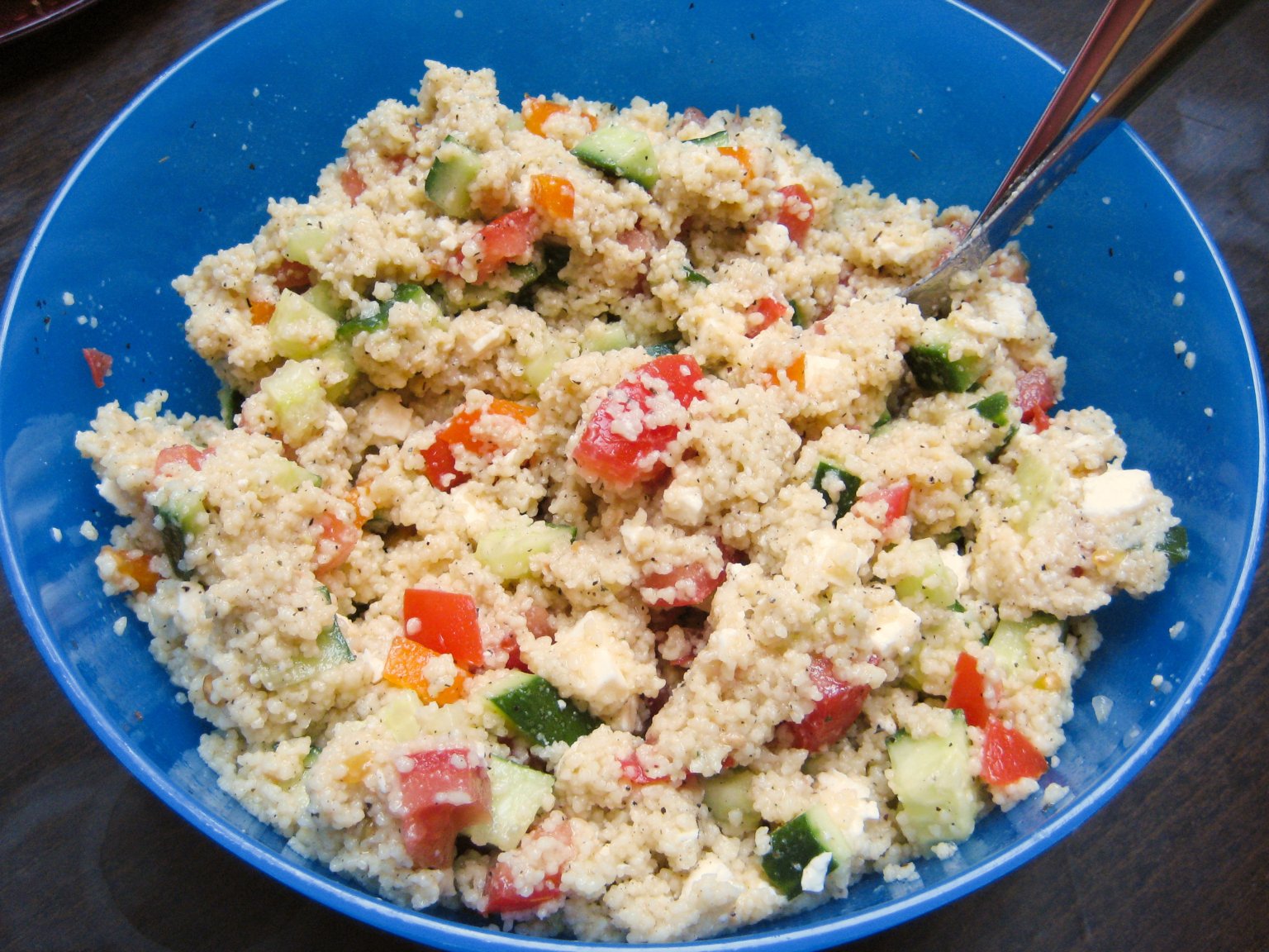 simple everyday couscous salad with tomatoes and cucumber recipe