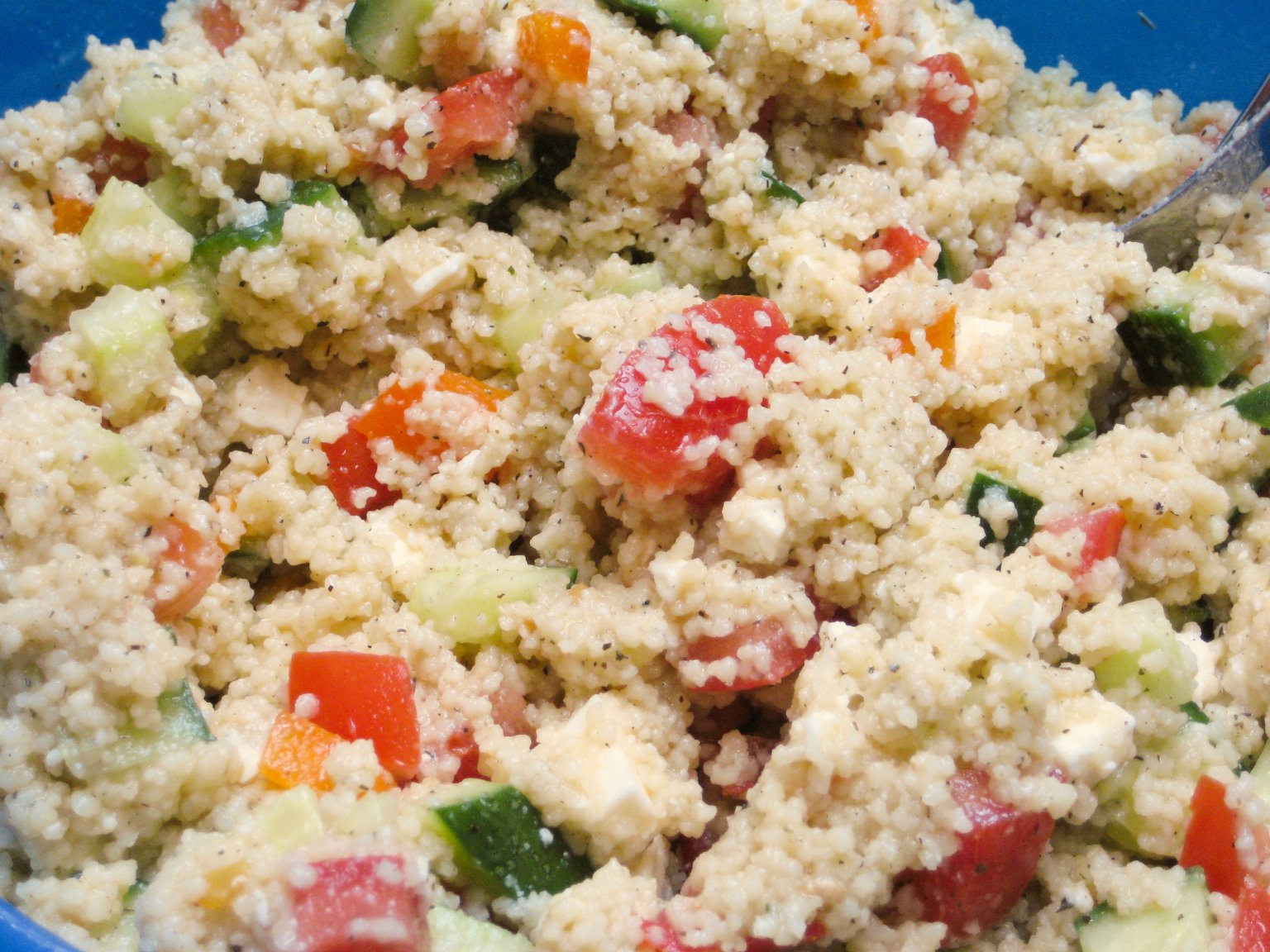 simple everyday couscous salad with tomatoes and cucumber recipe