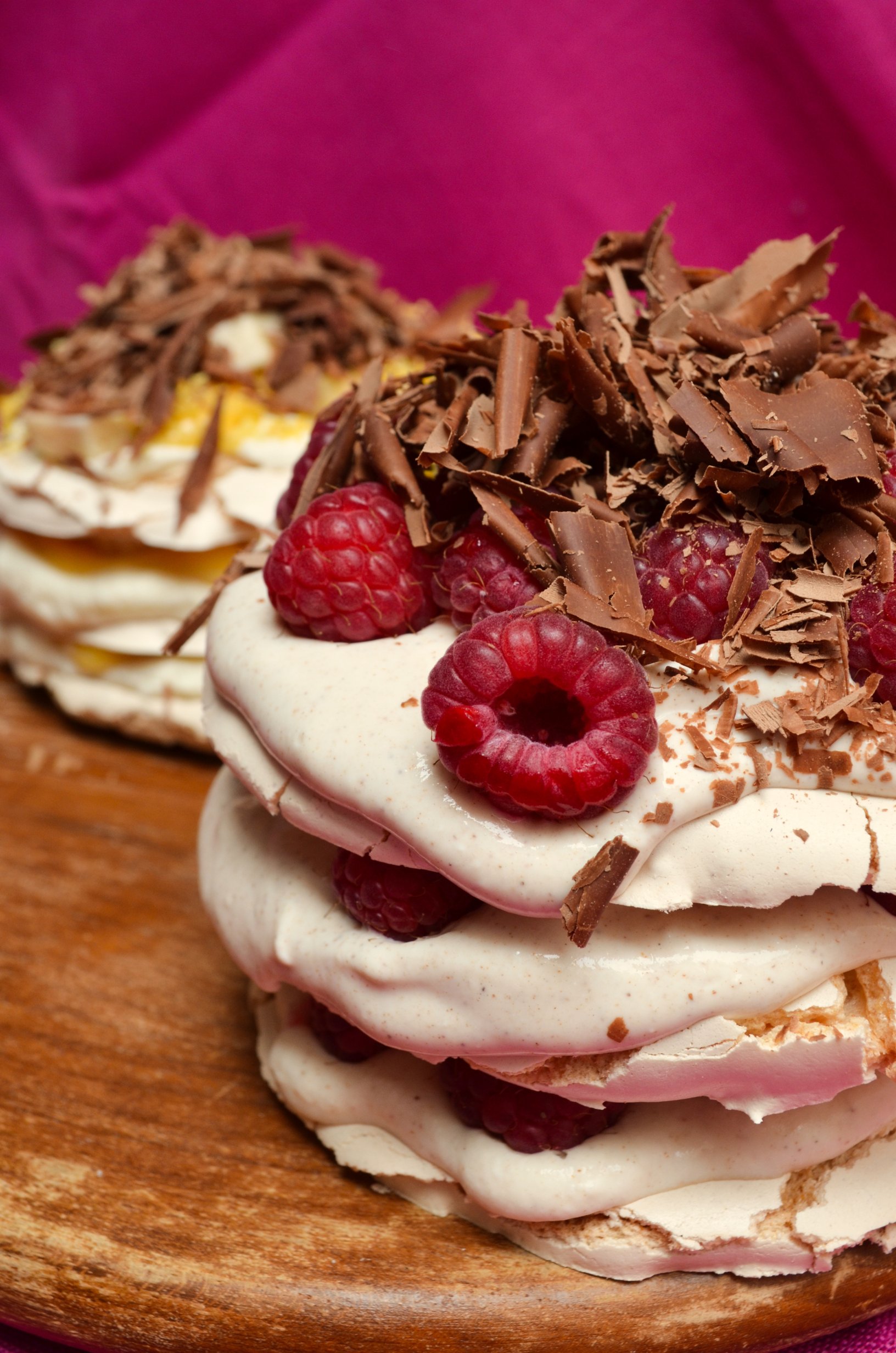 Donal Skehan's Mini Pavlovas with Raspberries, Chocolate and Lemon Curd by ginger, lemon & spice