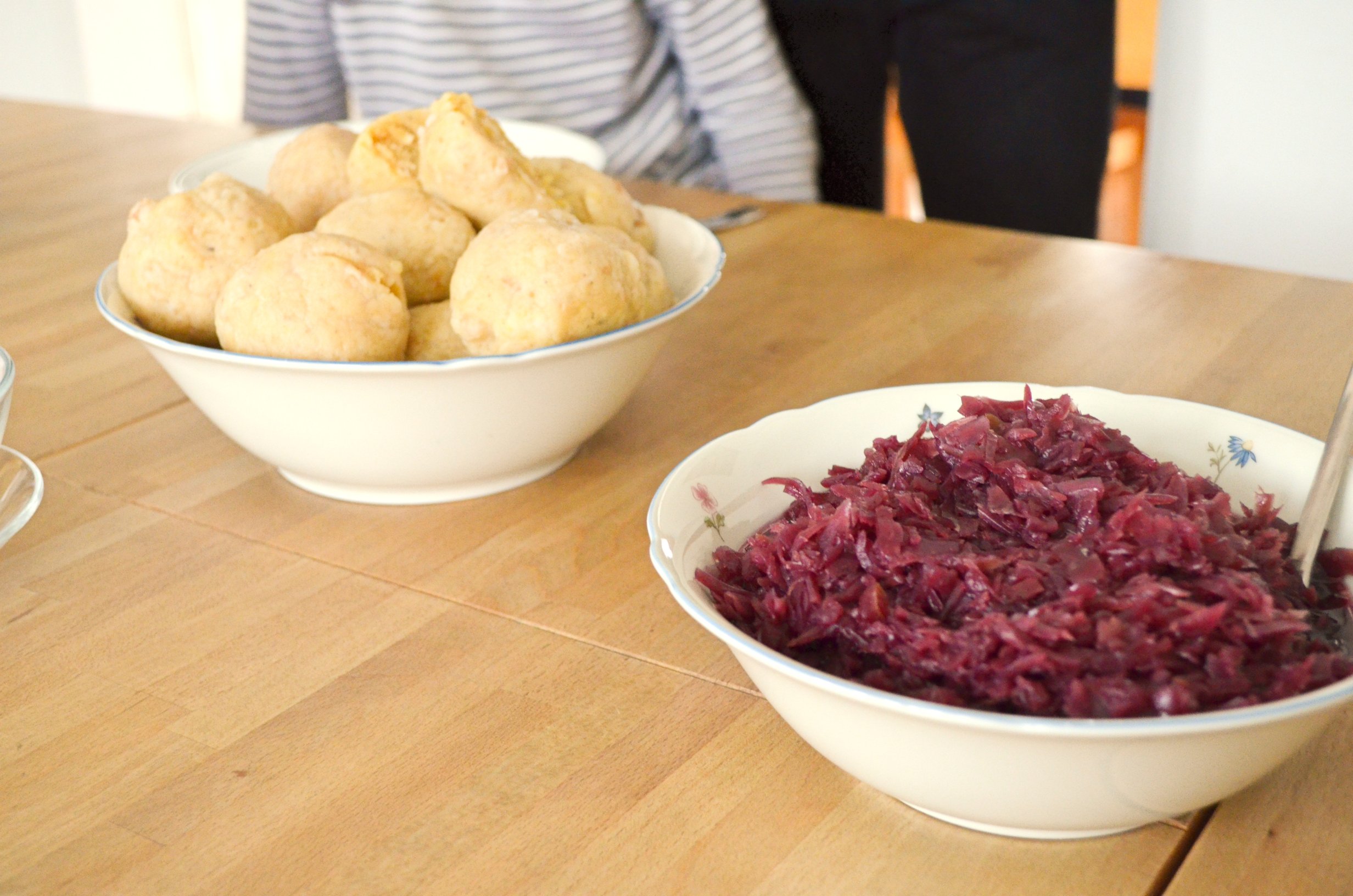 Traditional German Holiday Dish- Rouladen & Knödel with red cabbage