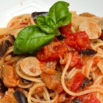 Pasta With Mushy Aubergine & Tomato Sauce