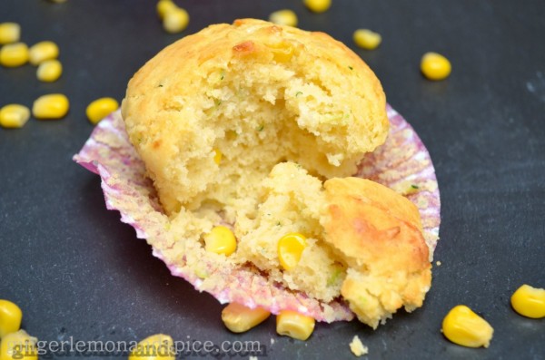 Zucchini Corn Muffins with Cheese by www.gingerlemonandspice.com